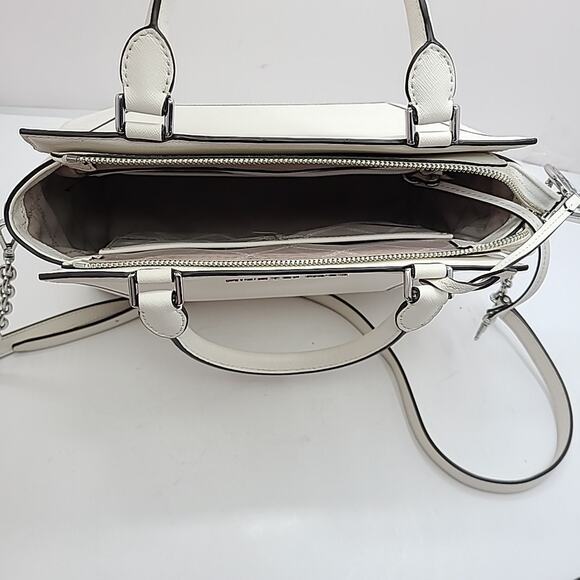 Michael Kors Prism Saffiano Leather Satchel Shoulder Bag White Purse 12 " - Picture 7 of 11